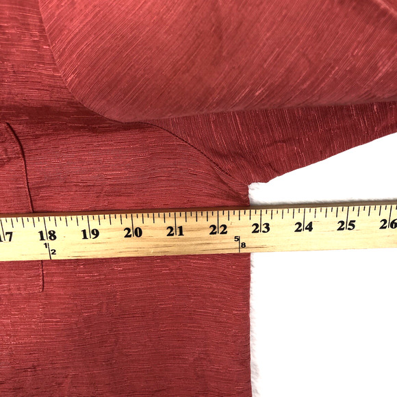 VTG NORDSTROM Linen Silk Top Sz L Coral 3/4 Sleeve Button Up Textured Notch‎ - Picture 9 of 11